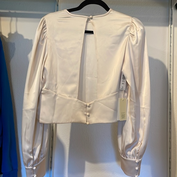 Aritzia Wilfred Besalu Blouse satin like, open back - Picture 4 of 5